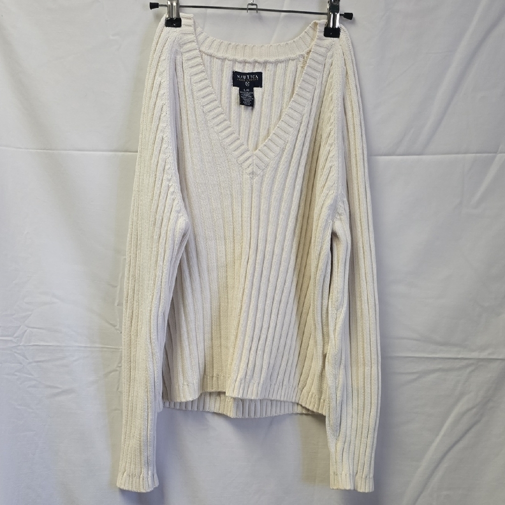 Nautica Off-White V-Neck Sweater